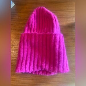 Maeve by Anthropologie Hot Pink Ribbed Knit Beanie/Slouch